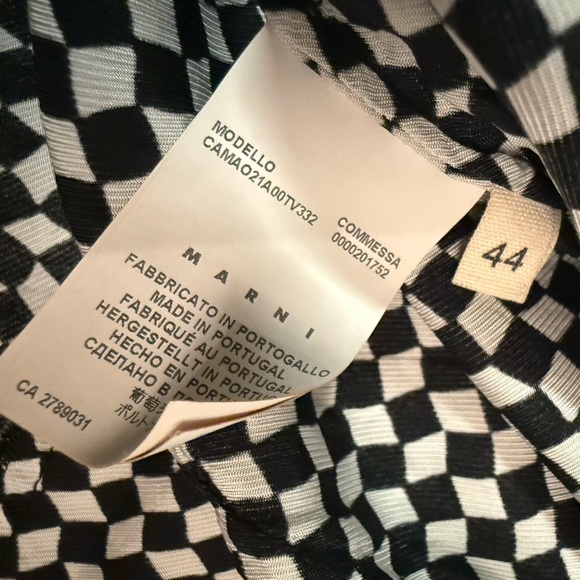 MARNI Winter Edition 2013 Black and White Checkered Blouse Size 44- US M (8-10) - Picture 10 of 11